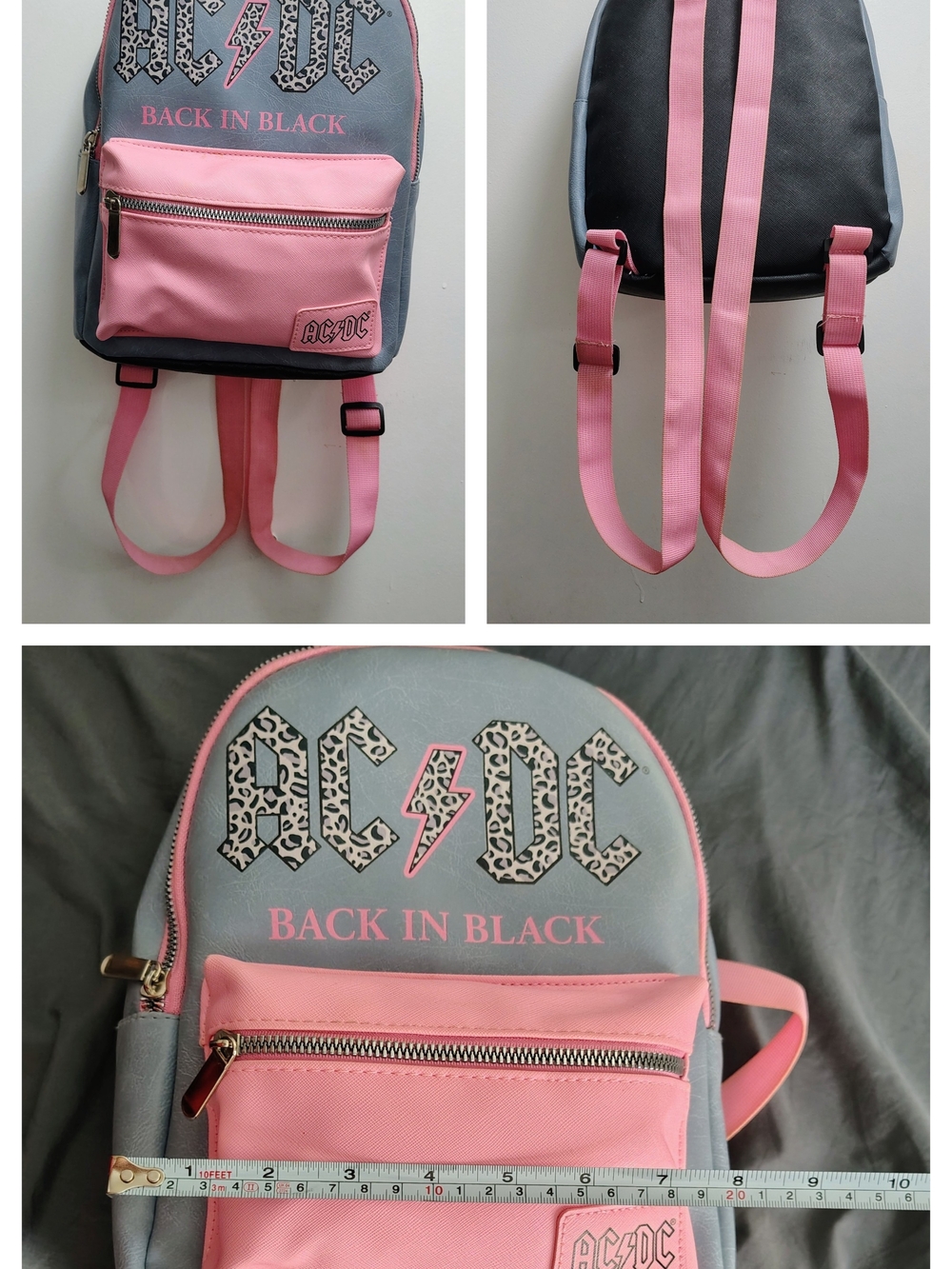 AC/DC Pink & Gray 'Back In Black' Mini Backpack - Picture 3 of 3